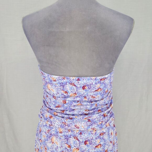 J Jill Dress Womens Medium Maxi Blue Lavender Floral Strapless Stretch Knit - Picture 9 of 12